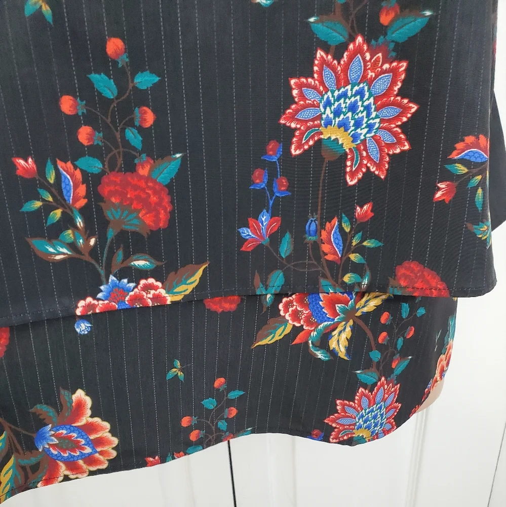 DG2 Diane Gilman Black Floral Layered Easy Tank Light Stripes 3XL ~ Pre-Owned - Picture 5 of 12